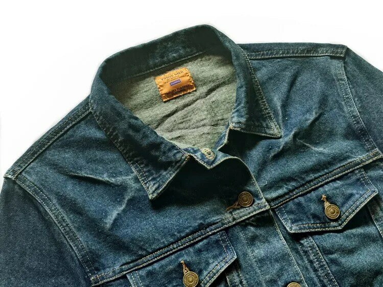Popularny płaszcz z tkaniny dżinsowej Cowboys Deep Blue Jeans Motocyklowa kurtka motocyklowa Punk Jeanet Fashion do 6XL