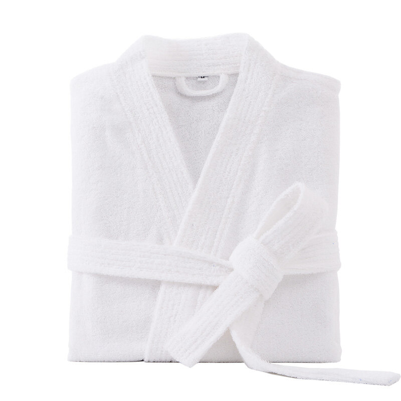 Albornoz de algodón 100% para hombre y mujer, bata larga y gruesa absorbente de rizo, Kimono, toalla, ropa de dormir