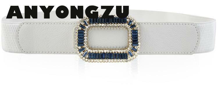 Jupe avec ceinture élastique en cristal pour femmes, 60-80cm, large, Double boucle, Simple et mince, décoration à la mode, bleu, noir