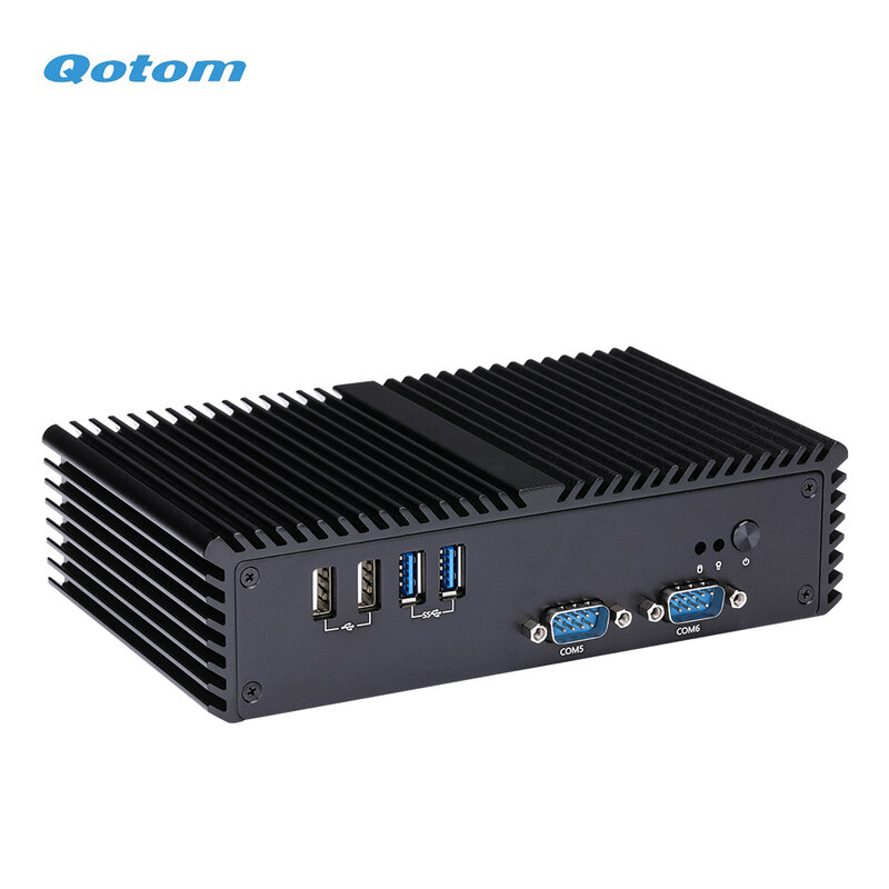 Qotom Core i3 미니 데스크탑 컴퓨터, 2 기가비트 LAN, 2 HD 타입 포트, 팬리스 러닝 24/7, POS 터미널 컴팩트, 미니 PC X86