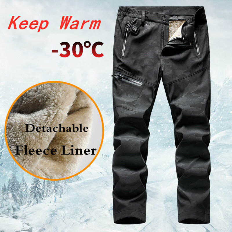 Inverno mais veludo quente carregamento aquecimento pant usb elétrica aquecida calças de esqui ao ar livre esporte caminhadas grossas calças de lã térmica