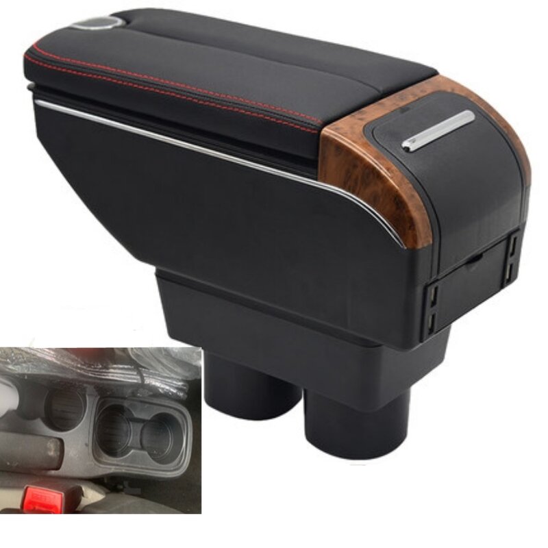 Bracciolo per scatola braccioli Ford Figo doppio strato aumentare il contenuto centrale del negozio scatola di immagazzinaggio con posacenere porta tazza di ricarica USB