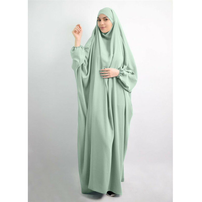 Muslim Women Prayer Dress One Piece Overhead Hooded Abaya Ramadan Eid Islamic Clothing Abayas Arabic Robe Dubai Kaftan Garment