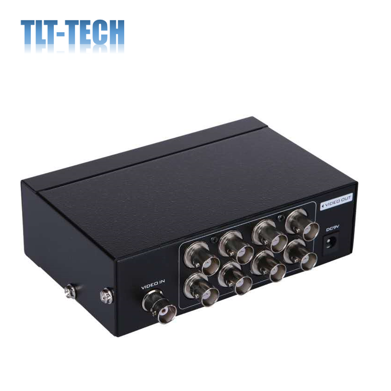 Divisor de vídeo BNC activo 1x4/1x8, convertidor CCTV DVR, interruptor de vídeo compuesto, caja BNC con adaptador de corriente