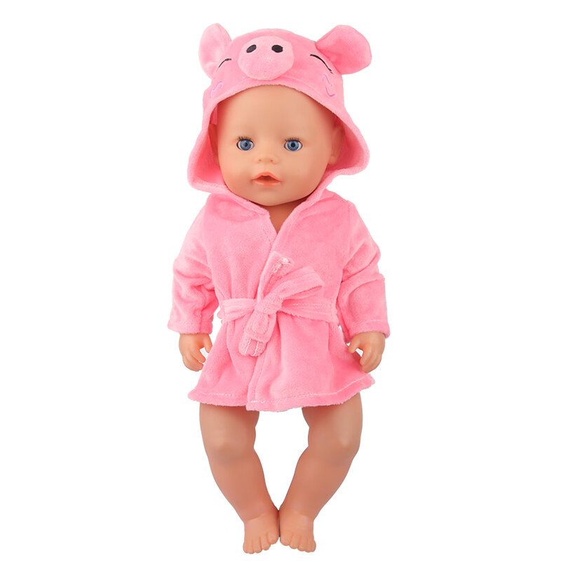 Kolorowy szlafrok garnitur kreskówka zwierząt koszula nocna szata ubranka dla lalki urodzony dziecko pasuje 17 cali 43cm akcesoria dla lalek na prezent dla dziecka