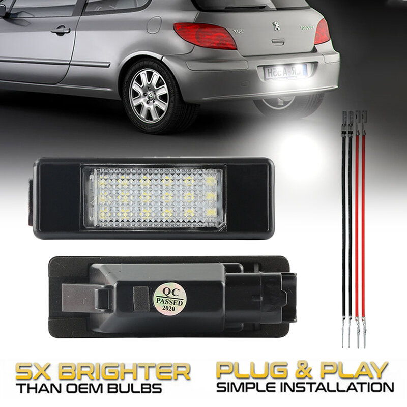 Luz LED Canbus para matrícula de coche, 2 piezas, 12V, para Citroen C2, C3, C5, C6, C8, Peugeot 106, 1007, 207, 307, 406, 407, 607