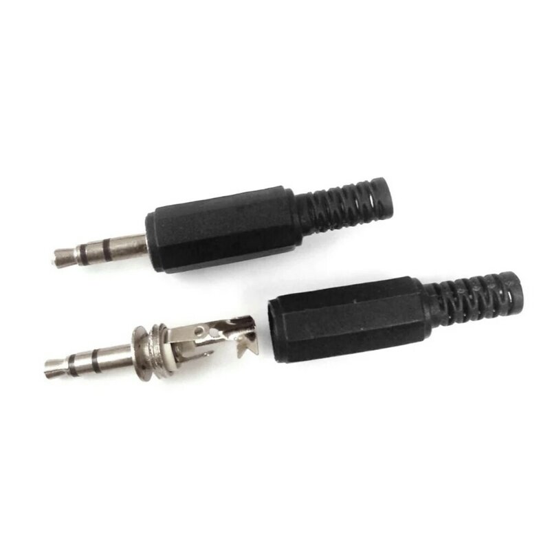 5Pcs connettore per cuffie da 3.5mm spina Jack Audio a due canali maschio con custodia in plastica nera dimensioni 5x0.9 cm