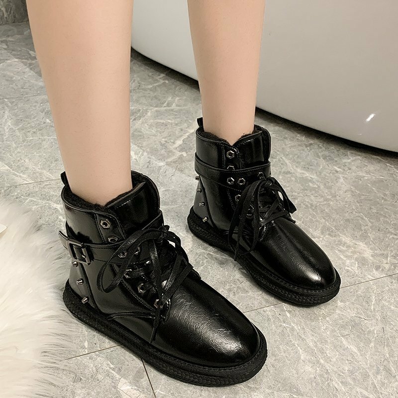 2020 hiver femmes chaud bottines plate-forme chaussures mode noir en peluche bottes courtes femmes argent chaud fourrure neige bottes