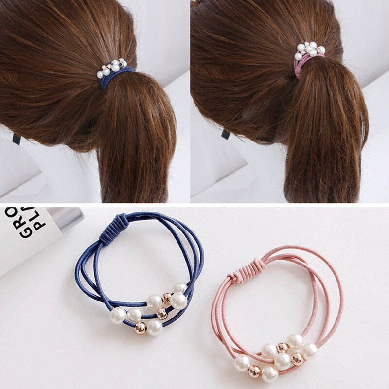Koreaanse Mode Parel Elastische Haarbanden Multilayer Haar Ring Paardenstaart Houder Meisjes Elastische Hoofdband Leuke Haaraccessoires