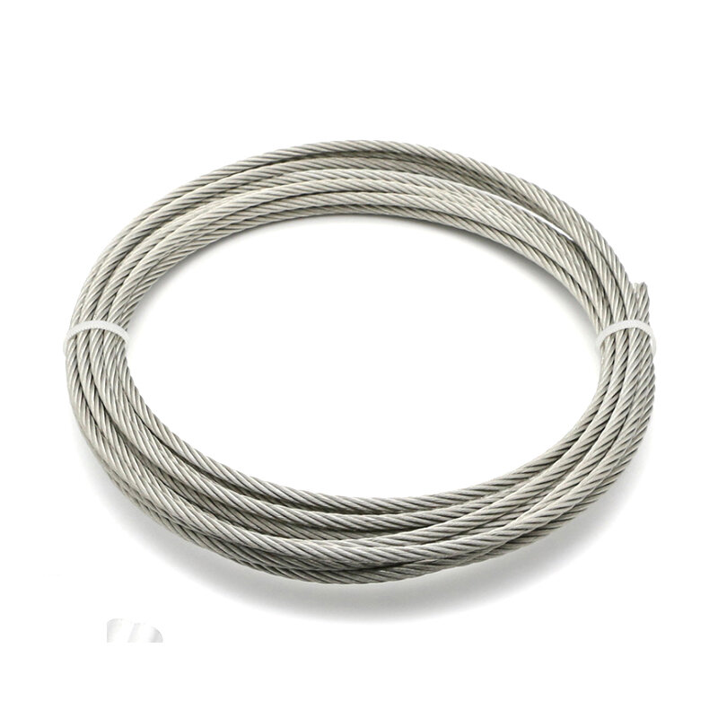 100 medidores 0.6/0.8/1/1.2/1.5mm 2mm 304 aço inoxidável encalhado fio desencapado corda linha de cabo de levantamento à prova de ferrugem 7*7 estrutura