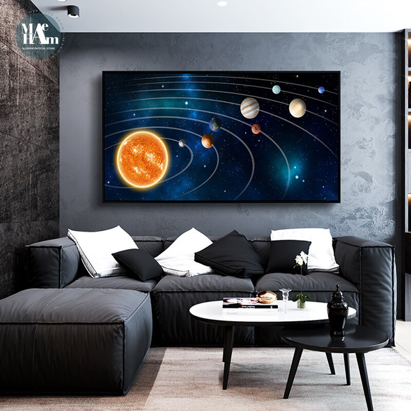 Nordic Space spaceship Wall Art Canvas Painting modern Art Poster Print Horizontal Picture for Living Room bedroom Decor