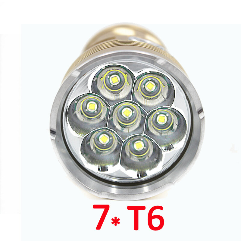 3 Modi 7x Xm-T6 Led Zaklamp 7200LM Nachtlampje Tactische Lanterna Fakkel Lamp Camping Jacht + 4X18650 batterij + Lader