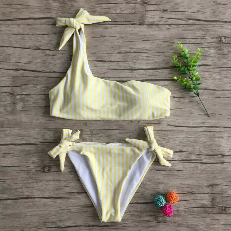 2020 New 2 PCs Striped Women Summer Swimsuit Bikini Set Push-up Padded Stripe Beachwear Swimsuit Bathing Suit