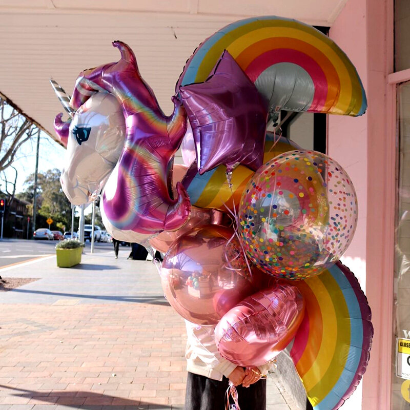 Ensemble de ballons en forme de licorne pour fête, 1 kit, avec confettis en latex pour décoration, anniversaire, pour enfants