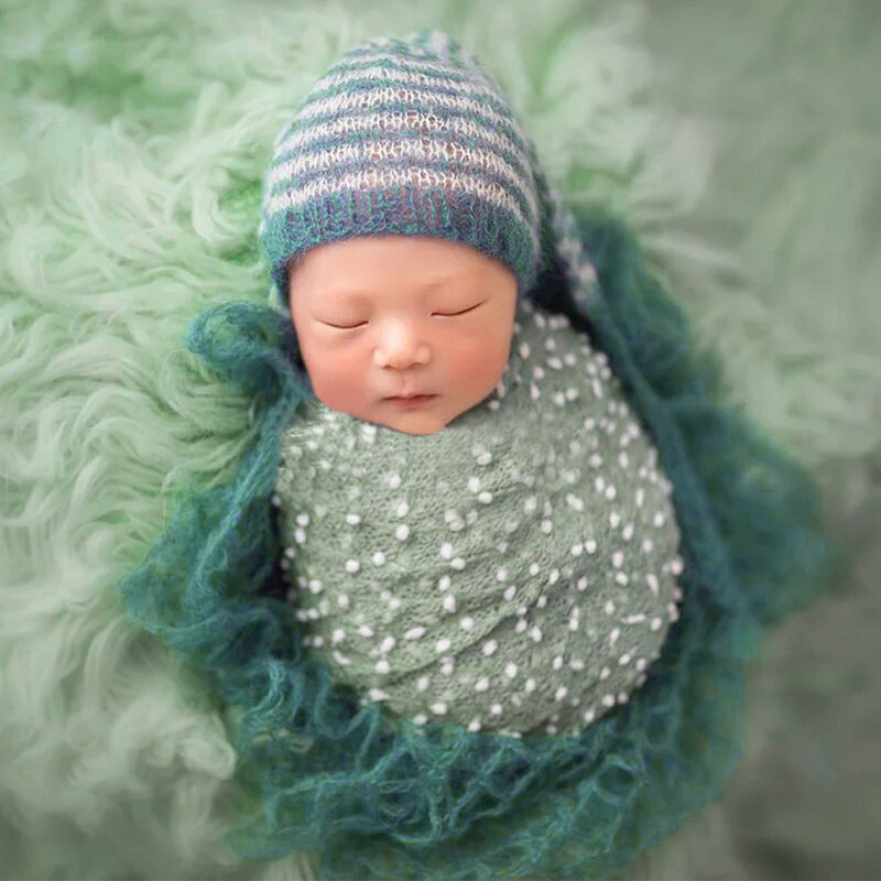 Photo Shoot Accessories Baby Knitted Soft Small Bobble Wrap for Newborn Infant Photography Props Basket Filler Background Fabric