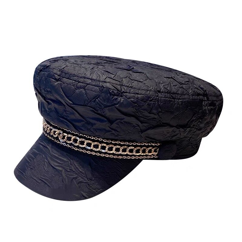 Boné liso octogonal feminino chapéu primavera e verão algodão moda chapéus para feminino retro boina militar bonés duas cores