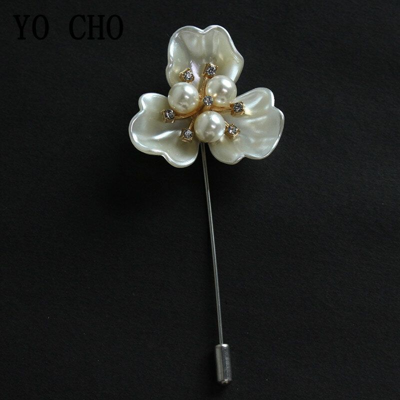 YO CHO Beautiful Brooches for Women Men Brooch Flower Pearl Rhinestone Pins Coat Shirt Shawl Clothes Jewelry Wedding Accessories
