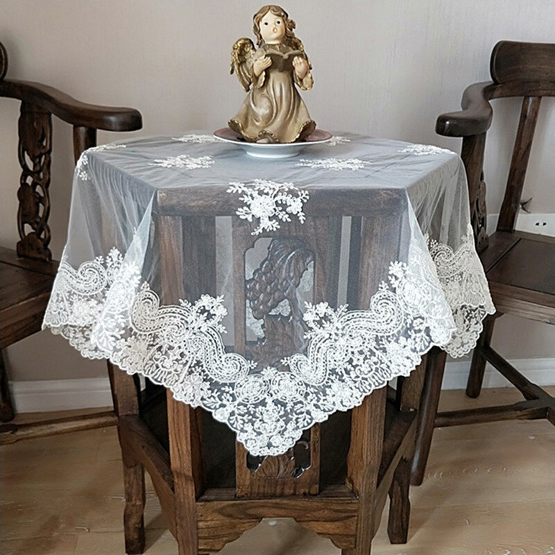 Mantel de encaje bordado europeo, cubierta de mesa de café y té, Decoración para Banquete de boda de Navidad