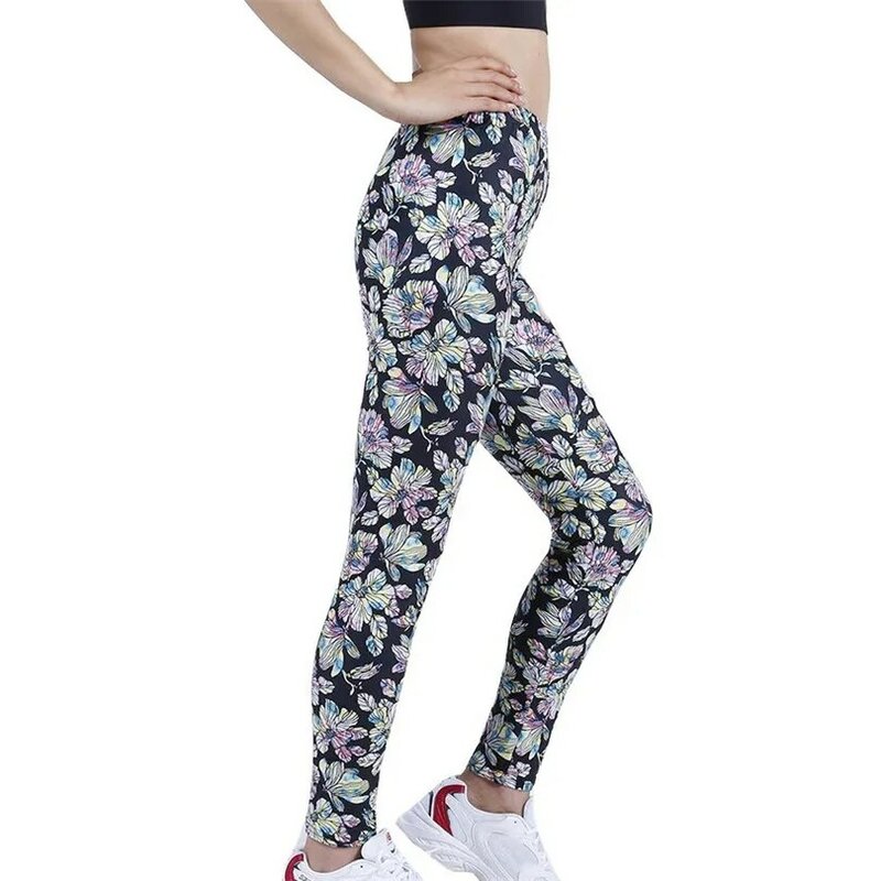 INDJXND Fitness Women Leggings Fashion Patchwork High Waist Elastic Push Up Ankle Length Polyester Flower Printed New Clothes
