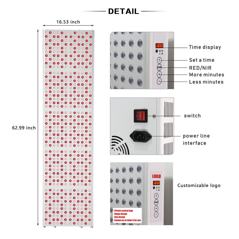 850Nm 660Nm red light therapy home device with timer TL1000 full body red near-infrared light therapy devices