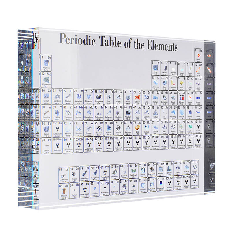 Elementos químicos acrílicos para exhibición de escritorio, tabla periódica de decoración, enmarcada para estudiantes, regalo para profesores, artesanía artística, 1 unidad