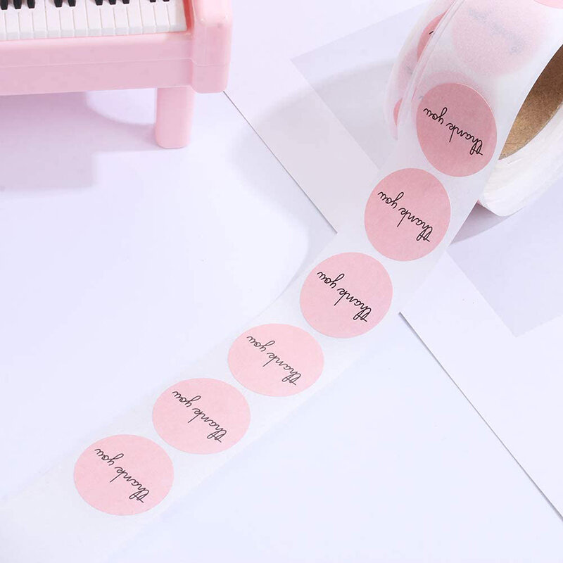 500 Pcs Pink Seal Labels Multi-function DIY Thank You Gift Packaging Bag Sealing Stickers