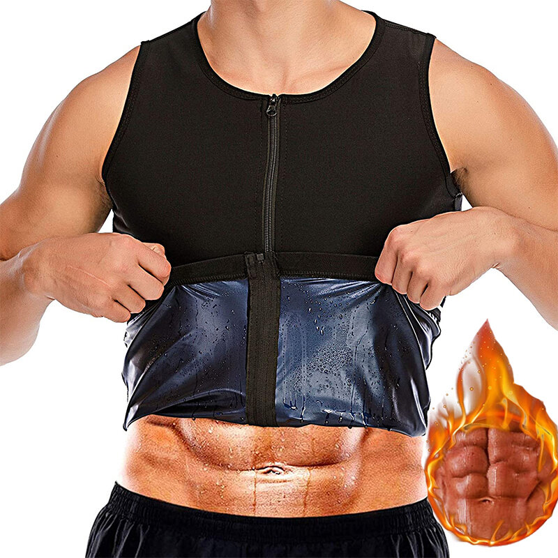 Abdominal Binder for Man Sweat Body Shaper Corset Slimming Belt Waist Trainer Vest Workout Tank Top Sauna Effect Cincher Zipper