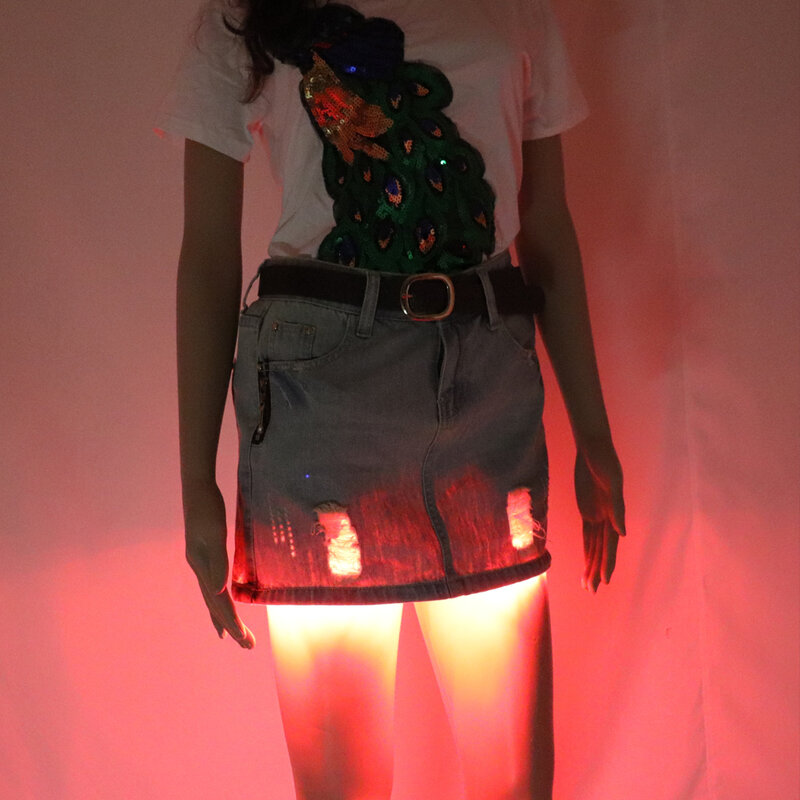 Moda Mini LED seksowna spódnica Party klub nocny krótka spódniczka moda damska dopasowana obcisła spódnica na całej powierzchni
