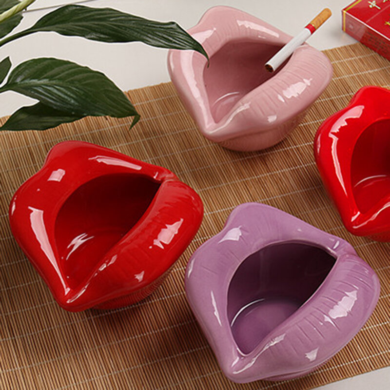 Lucu Kartun Asbak Bibir Keramik Asbak Kreatif Pot Bunga Trendi Mulut Mode Rumah Mini Mengirim Hadiah Pacar