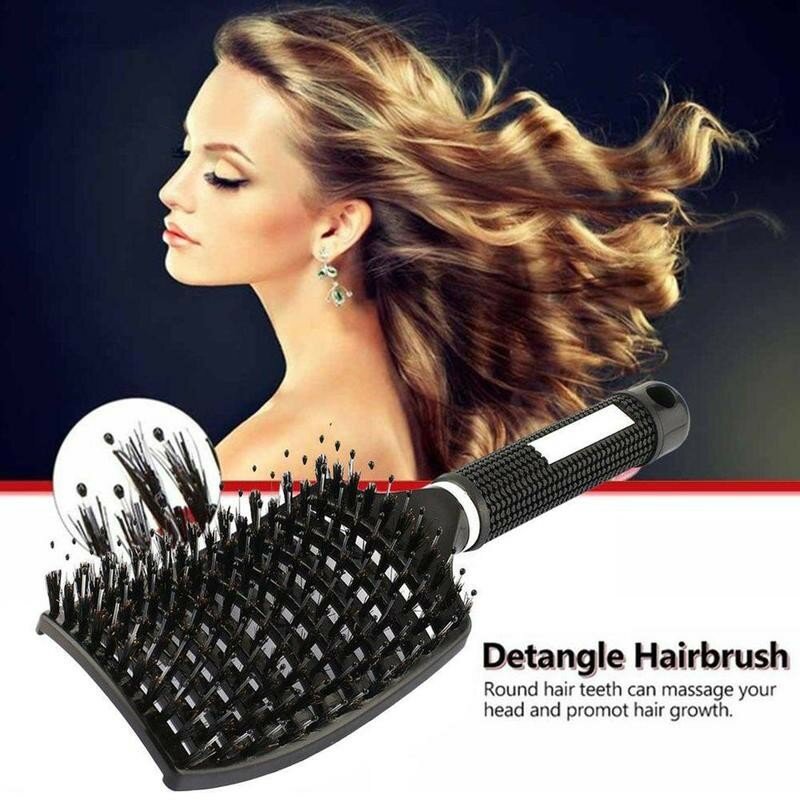 Escova de cabelo demelante p4h5, escova de cerdas para cabelo, massagem, densidade média