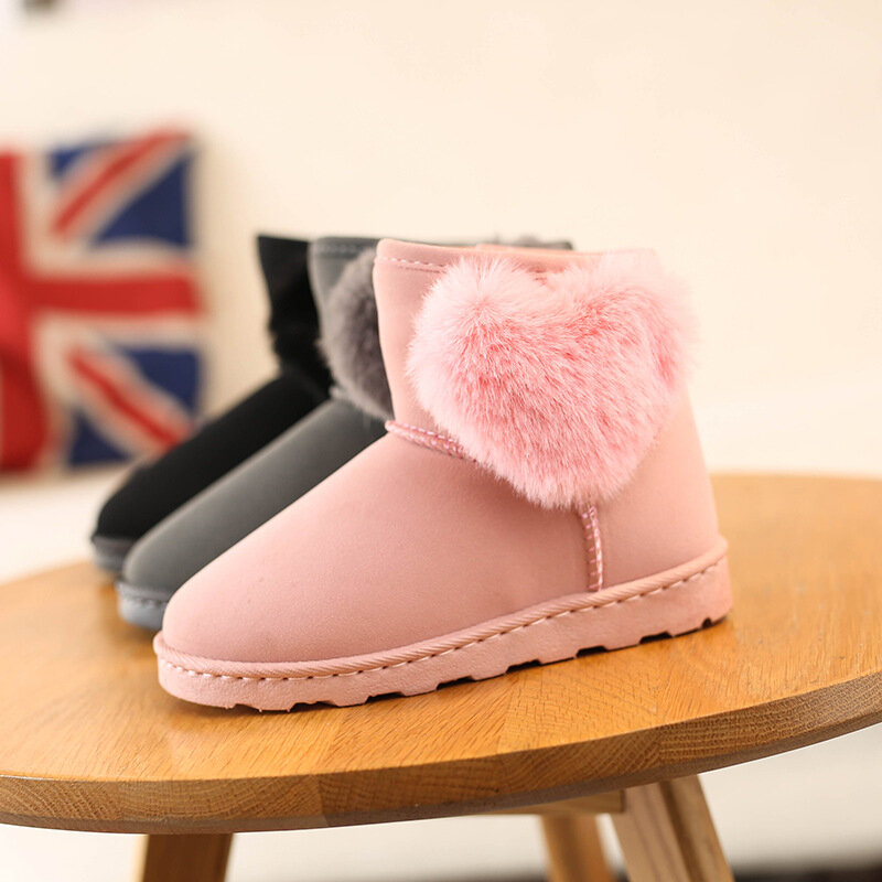 Sapato infantil de neve, calçado quente de inverno para meninas com pelúcia grossa, botas curtas para pai e criança, sapato para crianças, 2021