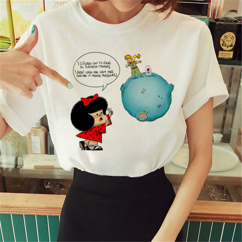 Gorąca wiosna lato mały książę graficzny damski T-Shirt mały książę koszulki z nadrukami Vouge koszule dla kobiet O-Neck z krótkim rękawem