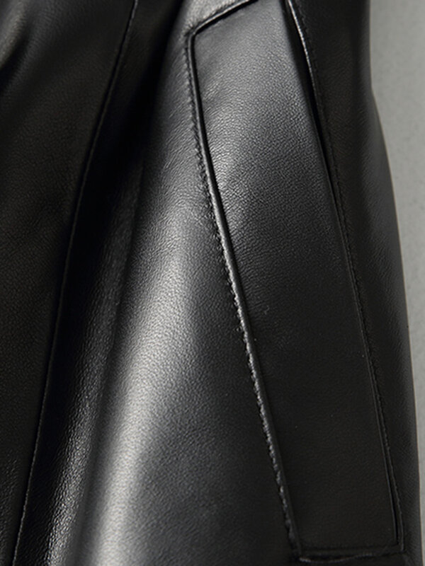 Lautaro-Manteau long en cuir PU noir pour femme, manches longues, ceinture élégante, style britannique, mode automne, 2021, 4XL, 5XL, 6XL, 7XL