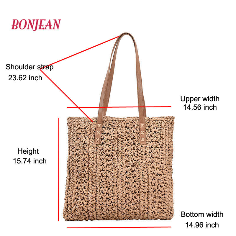 Female Weave Tote Bag 2021 Fashion Beach Bags Bohemian Women's Design Handbag Summer Saddle Bag Casual Straw Beach Travel Bag