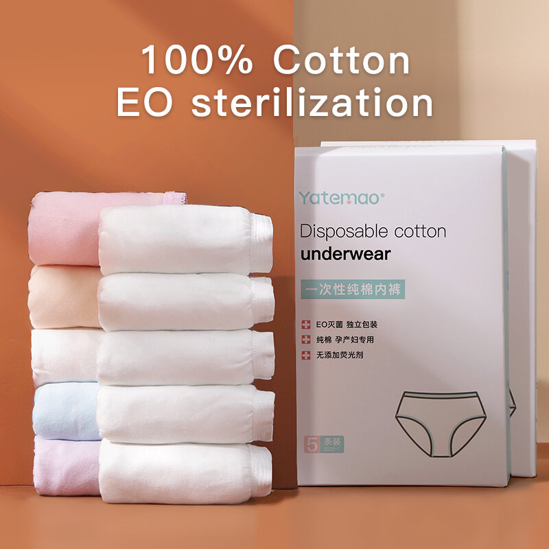 YATEMAO – sous-vêtements jetables stérilisés en coton, 5 pièces, sous-vêtements de maternité post-partum, culottes de voyage, offre spéciale