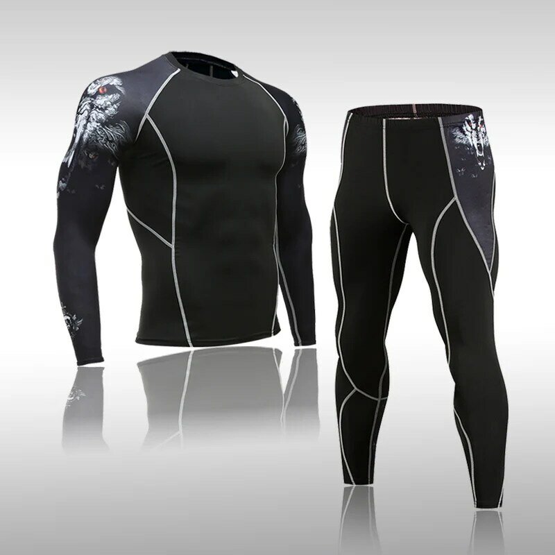 Roupa íntima térmica masculina, cueca longa de compressão, camisa fitness para corrida, calças de treino, roupa interior térmica