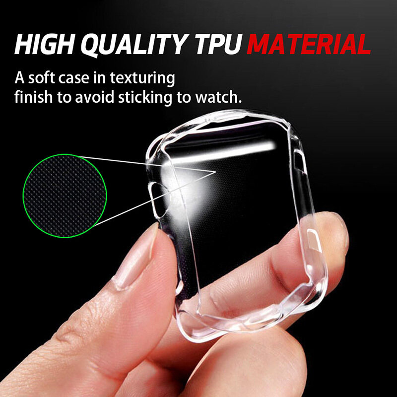 Capa protetora para apple watch 5 4 3 2 1 40mm 44mm 360 clara tpu capa completa caso para iwatch 5 4 3 2 38mm 42mm transparente capa