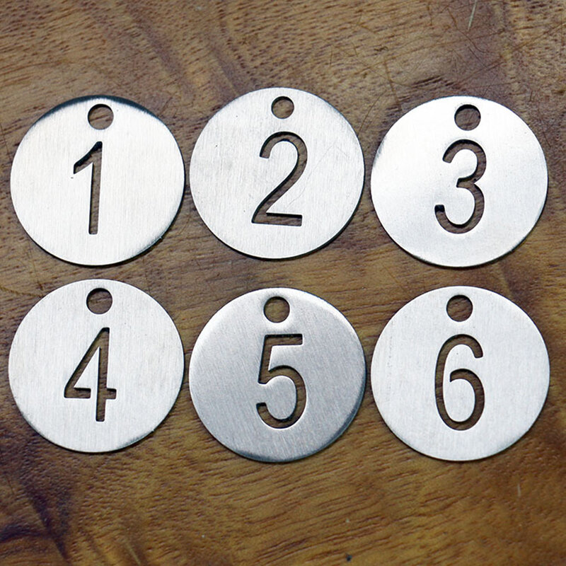 PARETO 23 مللي متر رقم العلامة الفولاذ المقاوم للصدأ مفتاح سلسلة حلقة رئيسية كيرينغ المفاتيح الكلب علامة مخصصة 10 قطعة/الحقيبة