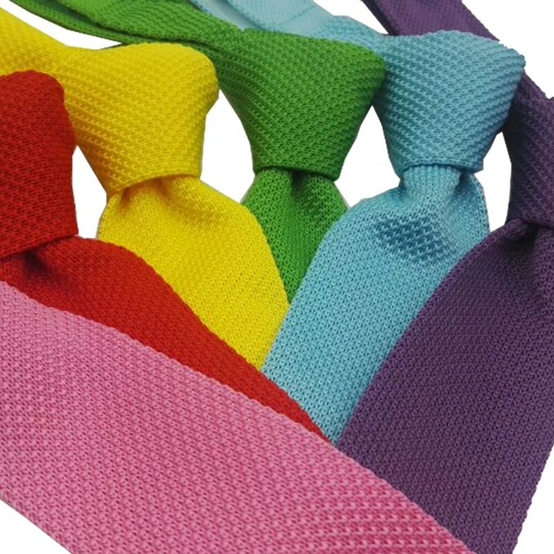Тонкие трикотажные галстуки для мужчин, однотонные черные вязаные галстуки для свадебной вечеринки, зимний галстук, модные мужские деловые галстуки для рубашек