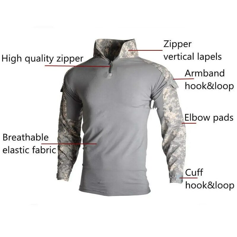 Combinaison tactique uniforme militaire, combinaisons Camouflage, chemises de chasse, pantalons, ensembles de vêtements de Paintball Airsoft avec 4 tampons et Plus 8XL