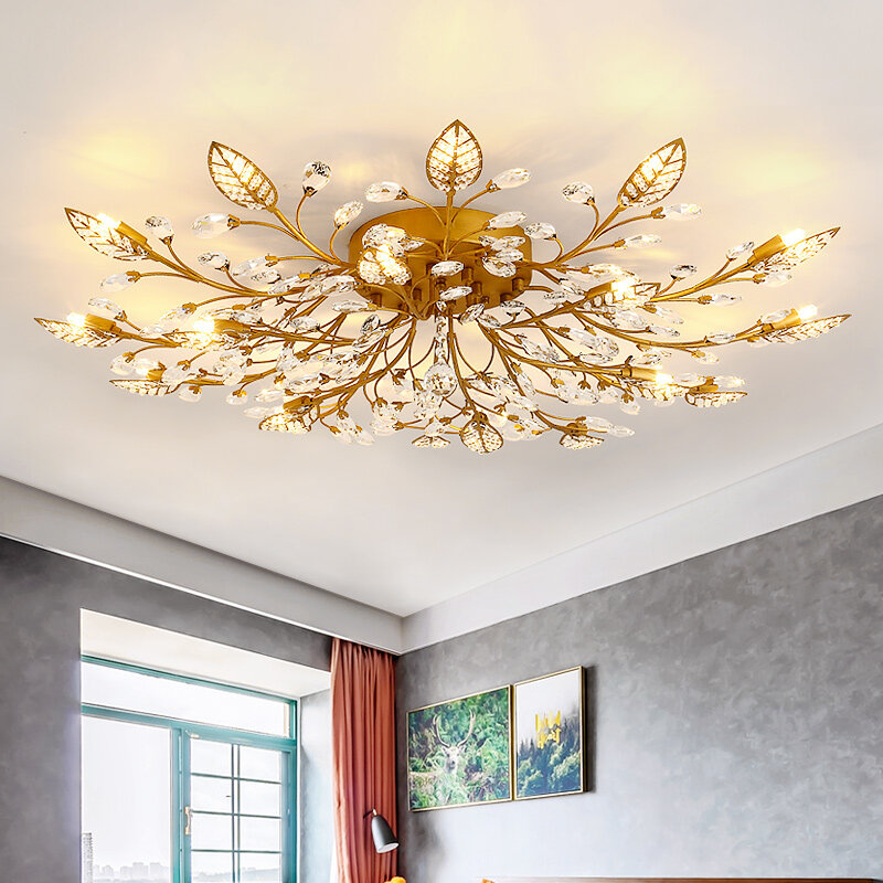 Candelabro de Cristal para techo, lámpara LED de Cristal para sala de estar, dormitorio, cocina, accesorio de iluminación interior