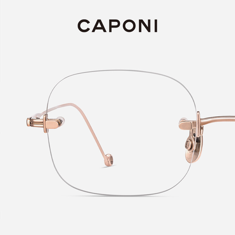 CAPONI-gafas sin montura de titanio puro para mujer, lentes con montura, a la moda, con filtro fotocromático, para ordenador, BF31429