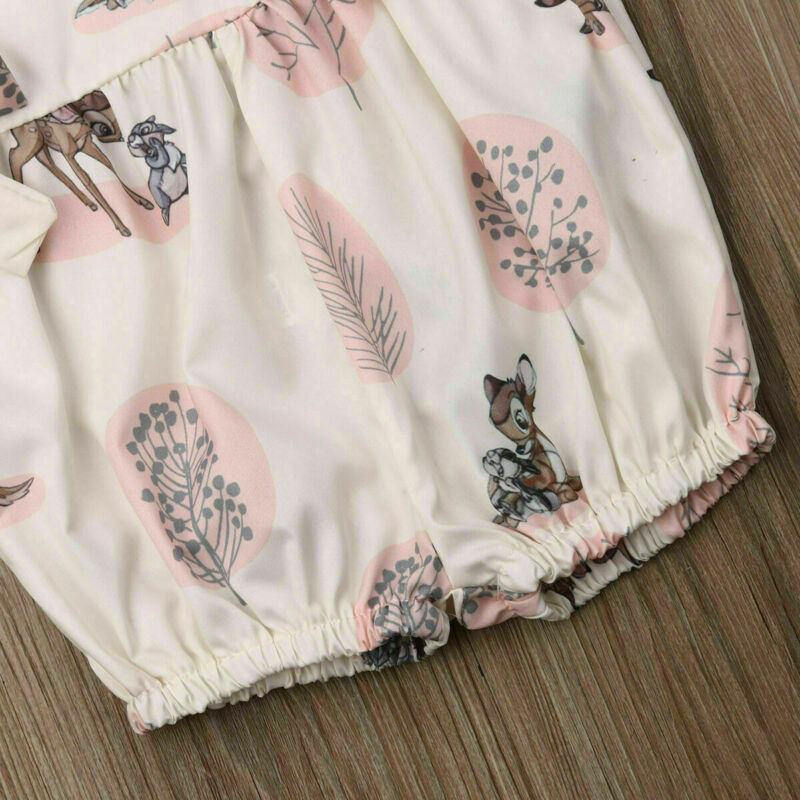 Moda bebê recém-nascido menina veado macacão macacão macacão roupa sunsuit