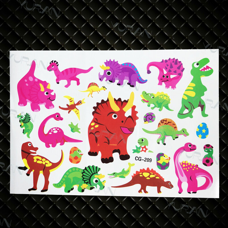 Реалистичная временная татуировка-наклейка с изображением динарящего динозавра для мальчиков и девочек, милая флэш-Татуировка Юрского периода, искусственные Мультяшные татуировки для боди-арта для детей