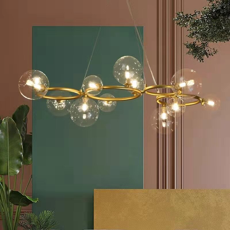 Kobuc simplicidade pós-moderna led g9 iluminação lustre moderno ouro pingente lâmpada para sala de jantar restaurantes lojas winendo