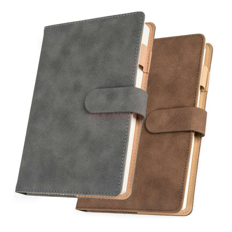 Cuaderno con hebilla, libro de papelería gruesa A5, Bloc de notas de negocios, diario de trabajo, cuero simple