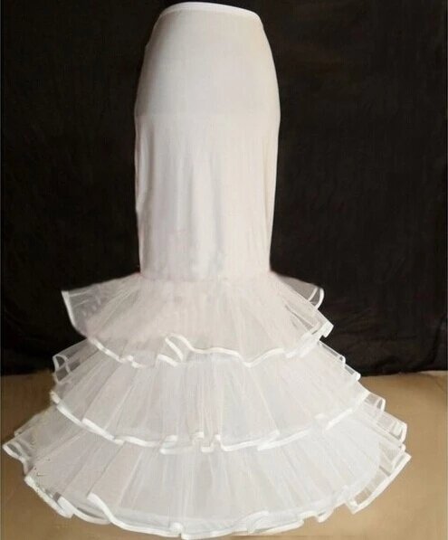 Anágua branca longa noiva, Vestido formal Underskirt, Crinolina, Espartilho sereia, Acessórios do casamento, 1 aro, 3 camadas, 1 aro