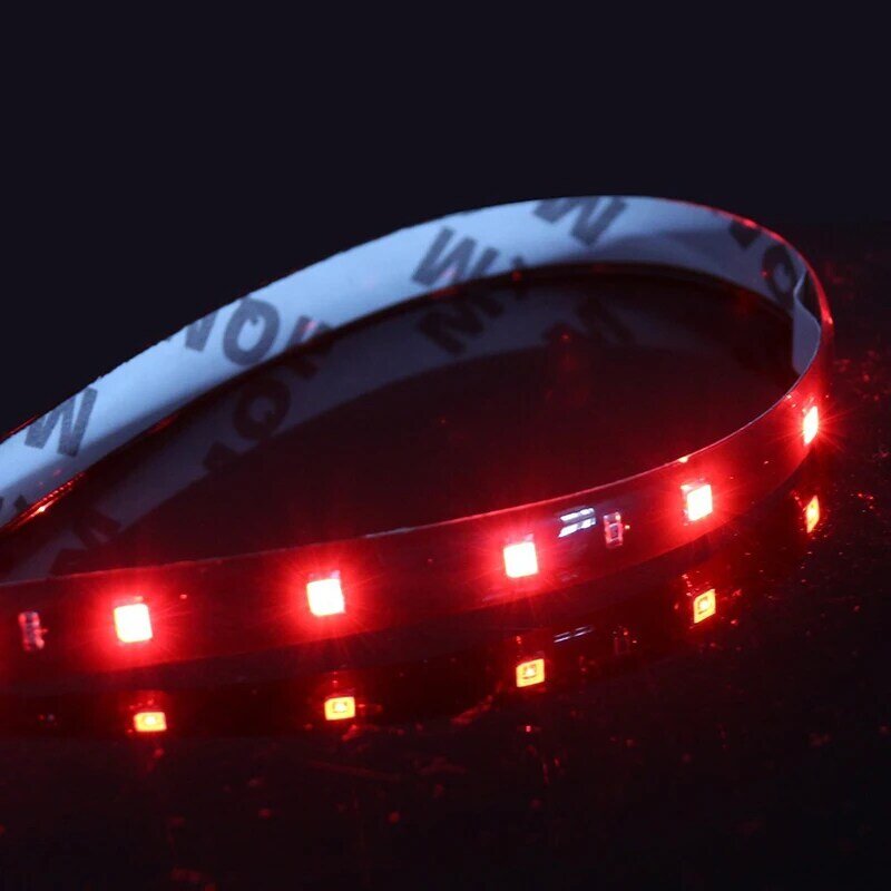 Lampu Strip LED 1/4/10 30CM, cahaya dekoratif atmosfer mobil 15SMD tahan air LED fleksibel lampu Merah Kuning Biru