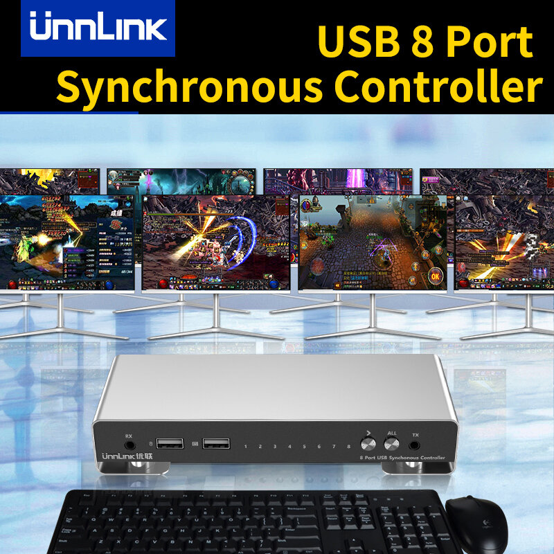 Unnlink USB 8พอร์ตคอนโทรลเลอร์ซิงโครนัส USB กม1ชุดคีย์บอร์ดเมาส์8 PCs/คอมพิวเตอร์/แล็ปท็อป/ตาราง Workstation