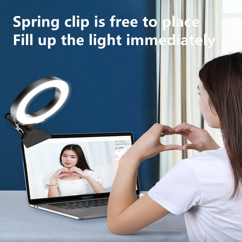 SAROK แหวน3สี Led ปรับผู้ถือโทรศัพท์มือถือรองรับ USB Ringlight สำหรับสตรีมมิ่งวิดีโอสดสตูดิโอแต่งหน้า